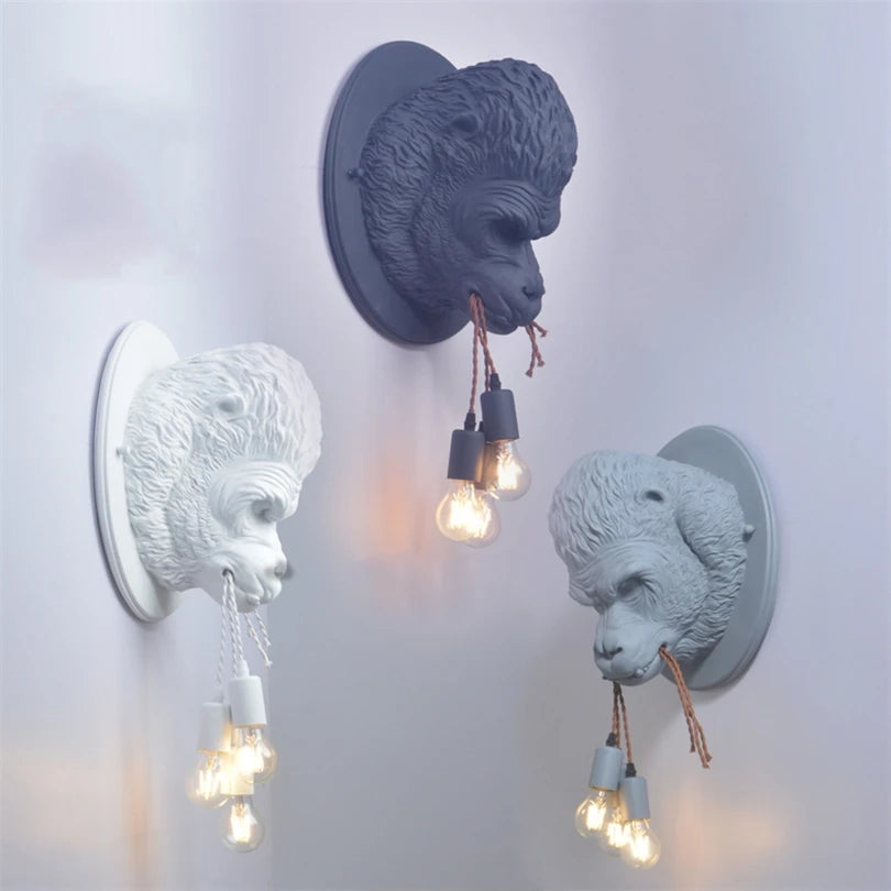 Nordic decorative wall light with quirky gorilla designs