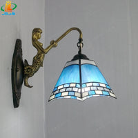 Mediterranean style mermaid wall light in decorative glass