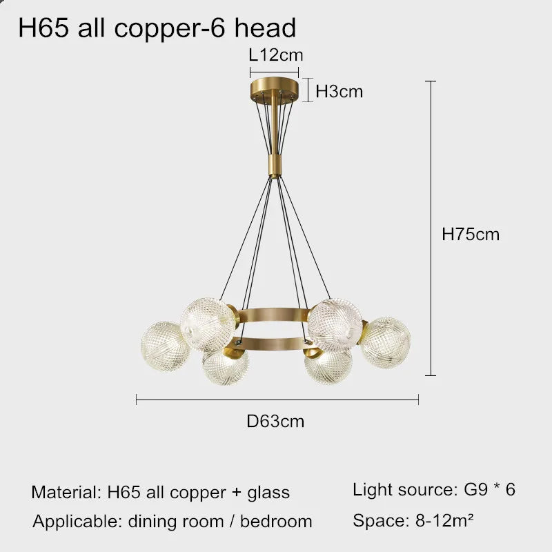 lustre en cuivre design nordique simple et élégant - vue 9 sur 10