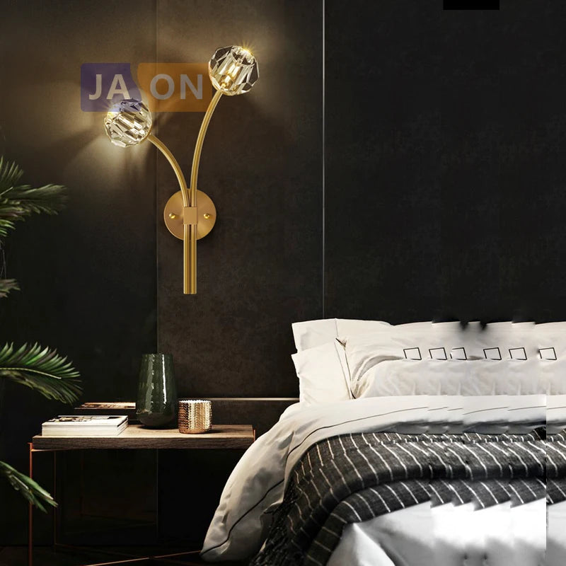 Postmodern copper and crystal LED wall light - vue 5 sur 22