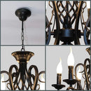 Vintage wrought iron chandelier with metal candle lights