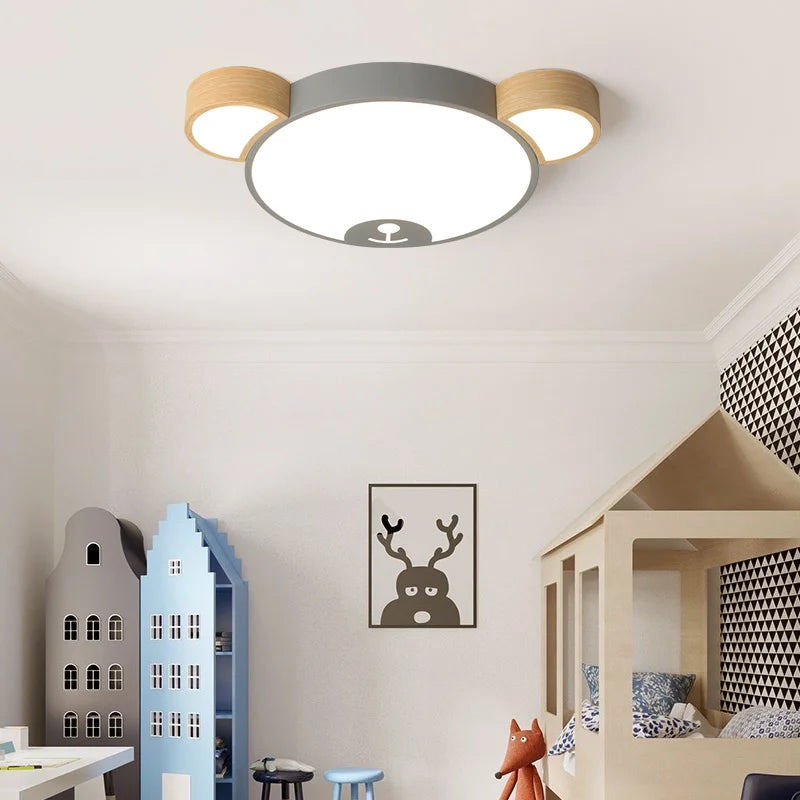 Modern creative LED wooden bear ceiling light - vue 4 sur 9