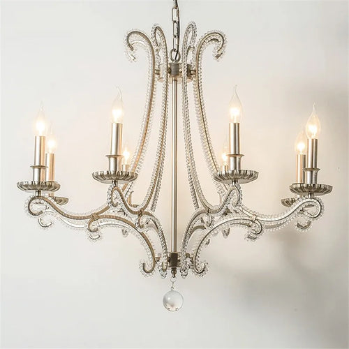 Retro cast metal chandelier for indoor lighting in wrought iron - vue 4 sur 11