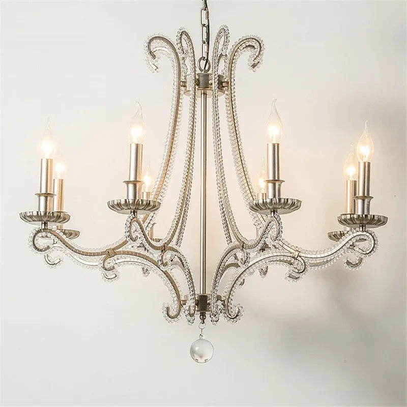 Retro cast metal chandelier for indoor lighting in wrought iron - vue 3 sur 11
