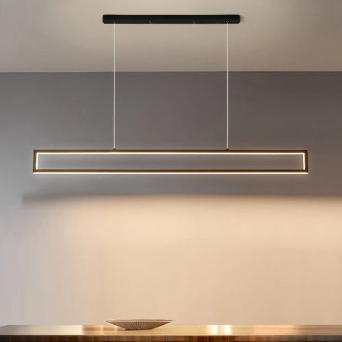 Modern rectangular LED pendant light for indoor use - vue 2 sur 14