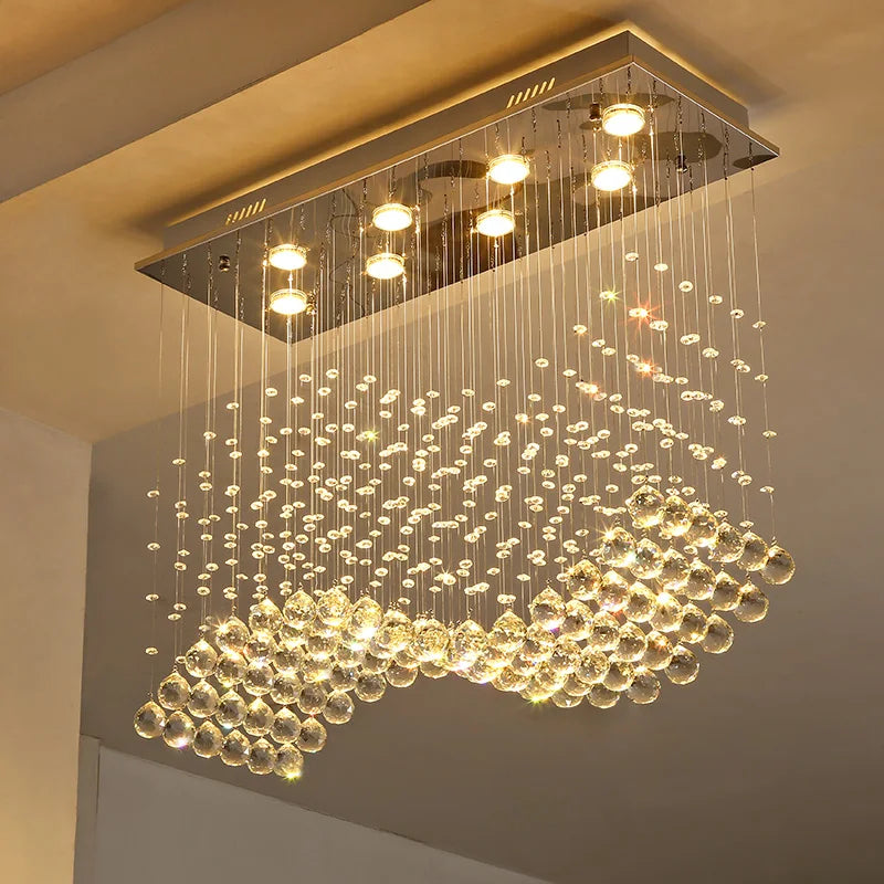 Rectangular crystal lamp for modern bar and restaurant