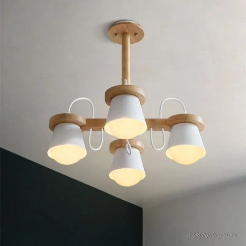 Nordic wooden pendant light for elegant interior decor - vue 5 sur 14