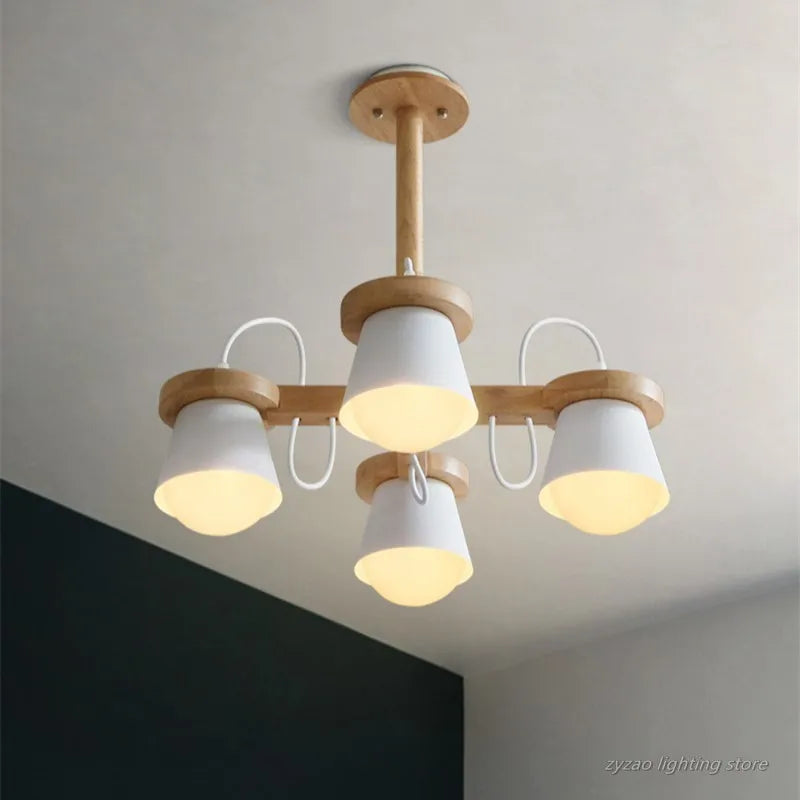 Nordic wooden pendant light for elegant interior decor - vue 4 sur 14
