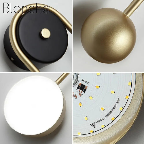 Creative bedside LED lamp with three dimmable lights for indoor use - vue 5 sur 7