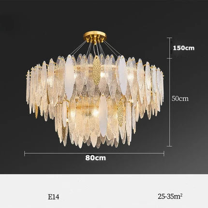 Art Deco LED chandelier in iron and glass with elegant design for modern lighting - vue 9 sur 25