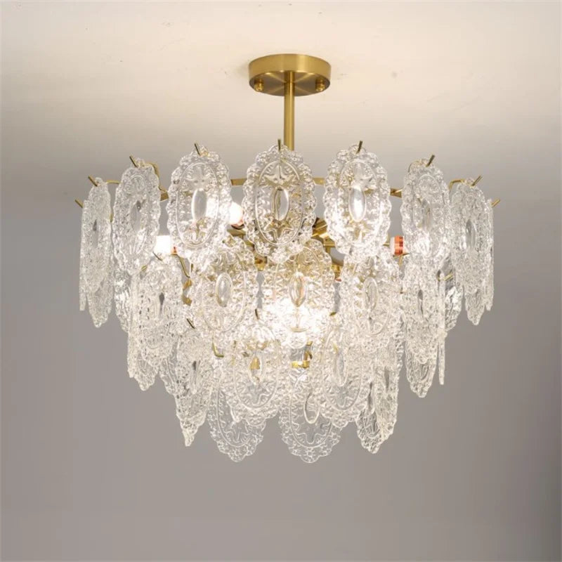 Modern round golden crystal LED chandelier
