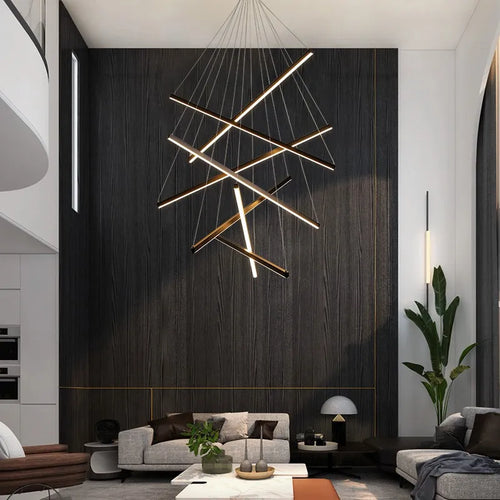 Modern rectangular designer chandelier for hallway and staircase - vue 4 sur 10