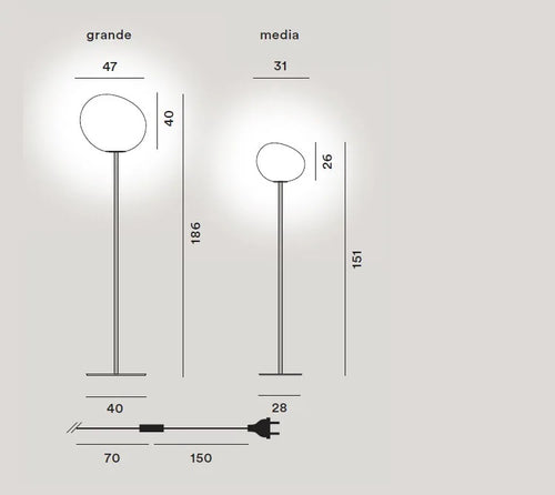Modern glass designer floor lamp foscarini decorative LED lamp - vue 7 sur 10