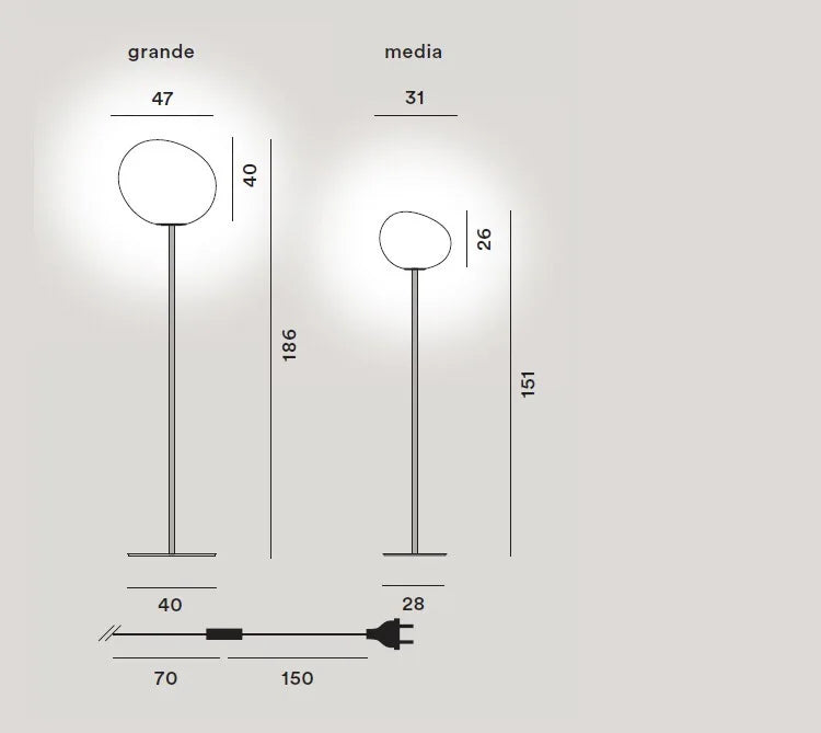 Modern glass designer floor lamp foscarini decorative LED lamp - vue 6 sur 10