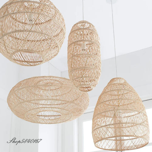 Vintage rattan pendant light - vue 4 sur 12