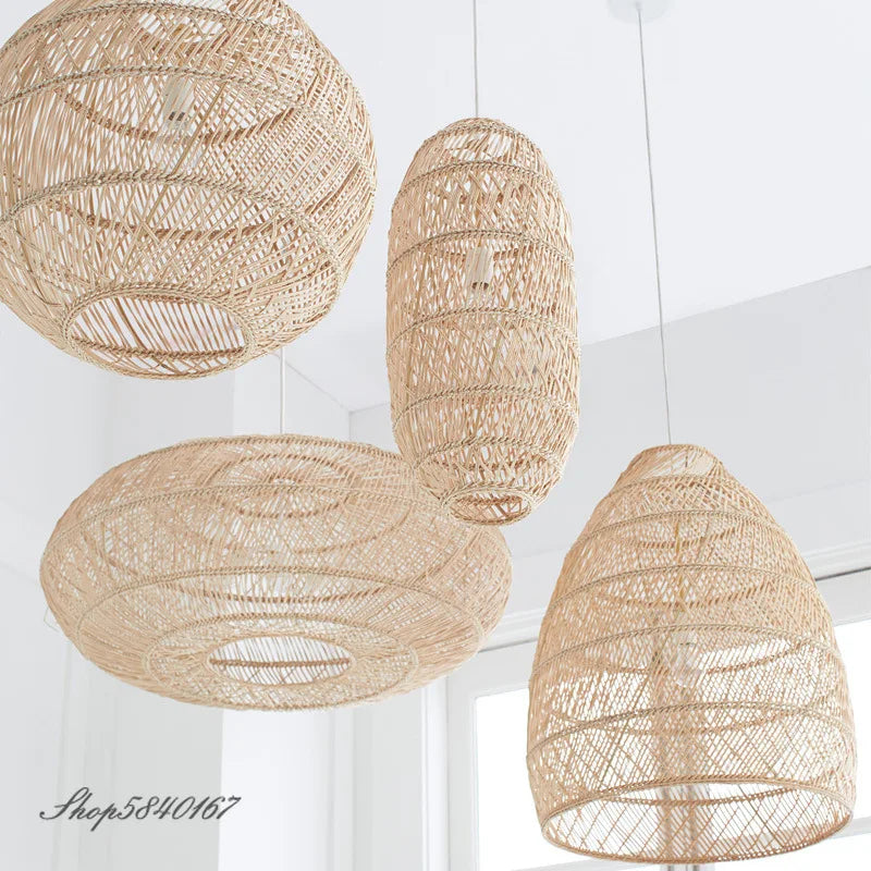 Vintage rattan pendant light - vue 3 sur 12