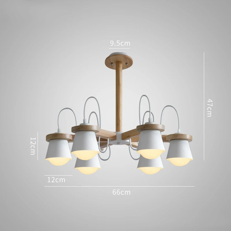 Nordic wooden pendant light for elegant interior decor - vue 9 sur 14