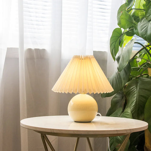 Korean pleated table lamp - vue 5 sur 25