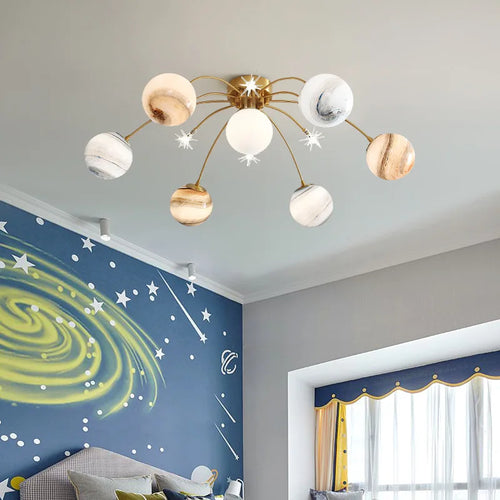 Children's glass chandelier with bright modern design for bedroom - vue 3 sur 7