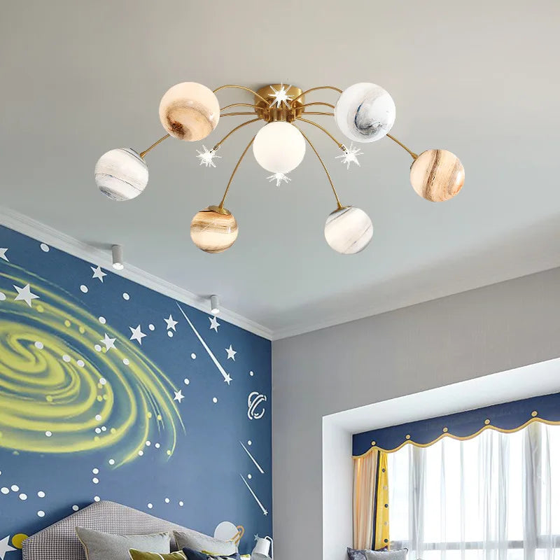 Children's glass chandelier with bright modern design for bedroom - vue 3 sur 7