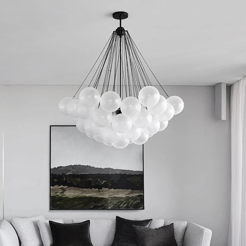 Nordic design glass bubble chandelier for a modern interior - vue 3 sur 10