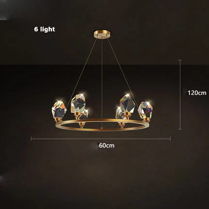 Crystal and copper art deco modern design chandelier - vue 15 sur 22