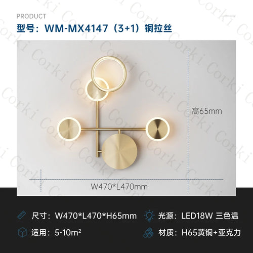 modern rotating LED wall light with three dimmed lights - vue 15 sur 16