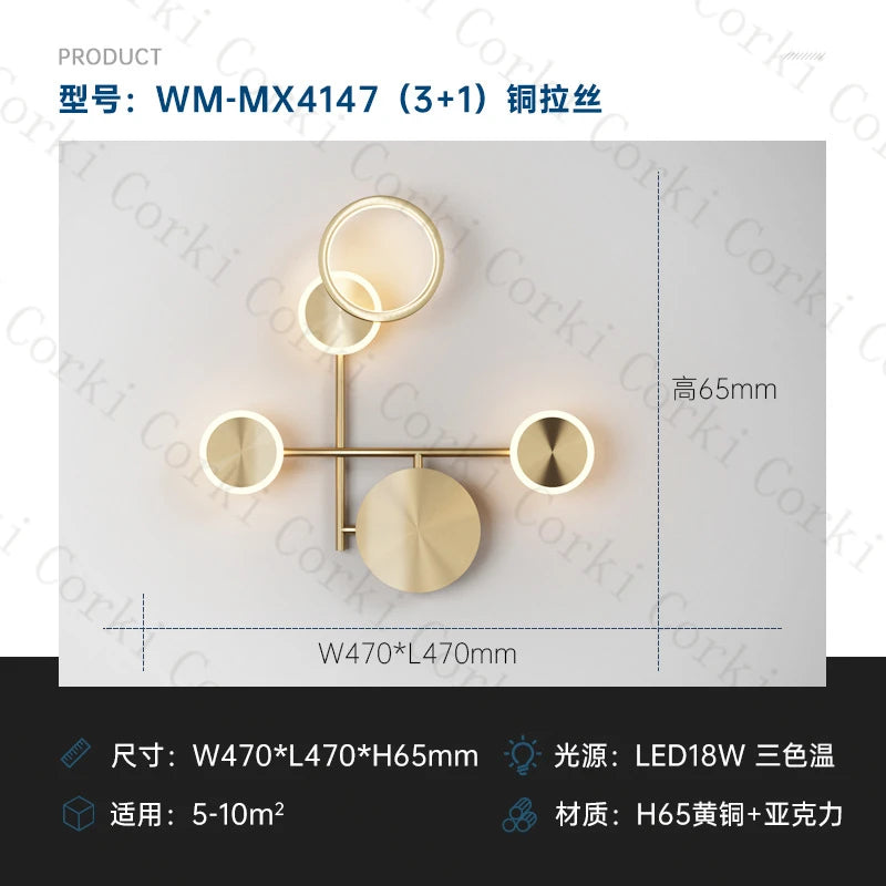 modern rotating LED wall light with three dimmed lights - vue 14 sur 16