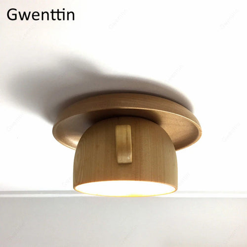 Modern nordic wood ceiling light decorative indoor fixture - vue 6 sur 7