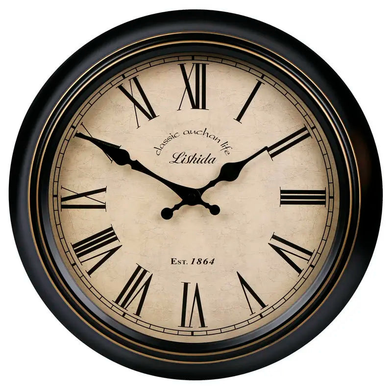 retro silent wall clock shabby chic style home decor - vue 24 sur 24