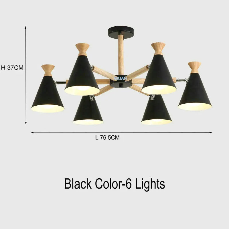 Nordic wooden pendant light for interior decor - vue 25 sur 26