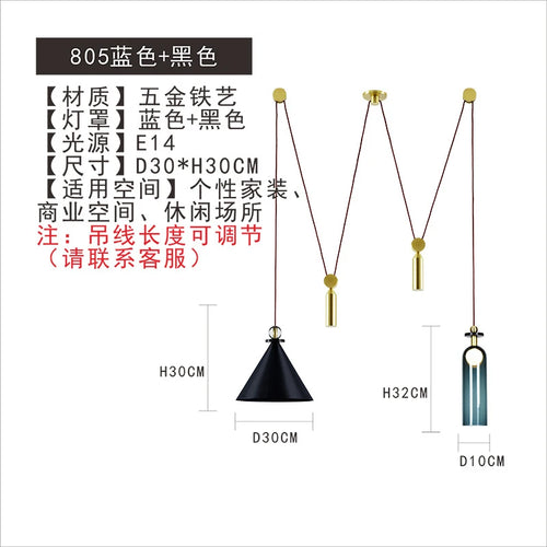 Glass and metal pendant light for modern interior decor - vue 15 sur 25
