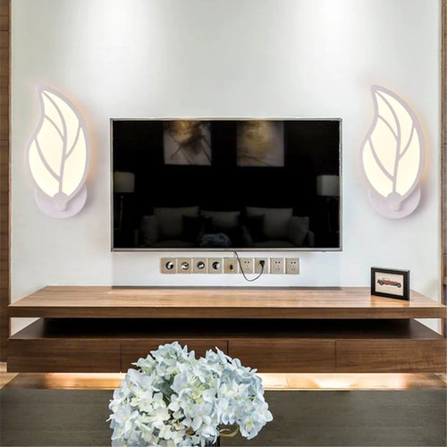 creative acrylic led wall light with leaves - vue 4 sur 8