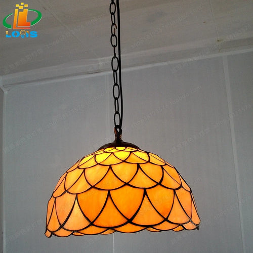 Antique Tiffany chandelier for restaurant, café, bar and hallway - vue 4 sur 19