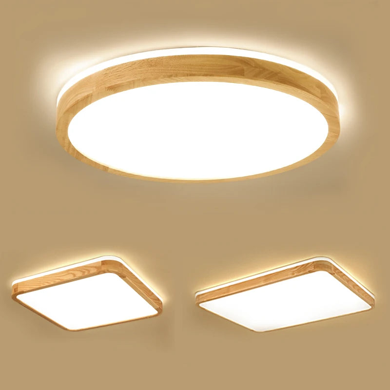 Ultra-slim Japanese solid wood LED ceiling light modern design 2021 - vue 5 sur 15