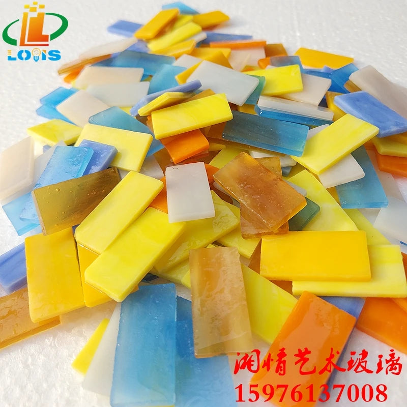 Coloured glass square pieces for children's mosaic art - vue 6 sur 10
