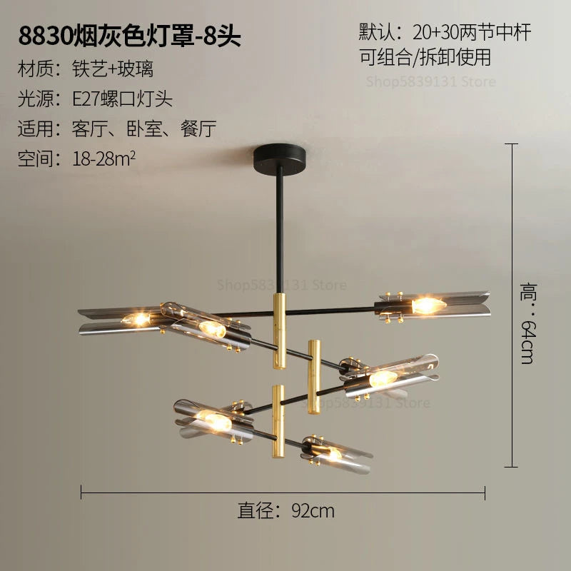 Nordic glass chandelier with creative design - vue 9 sur 12