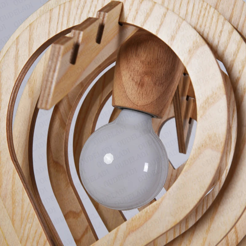 Modern wood pendant light nordic water drop style decorative ideal for lofts - vue 4 sur 11