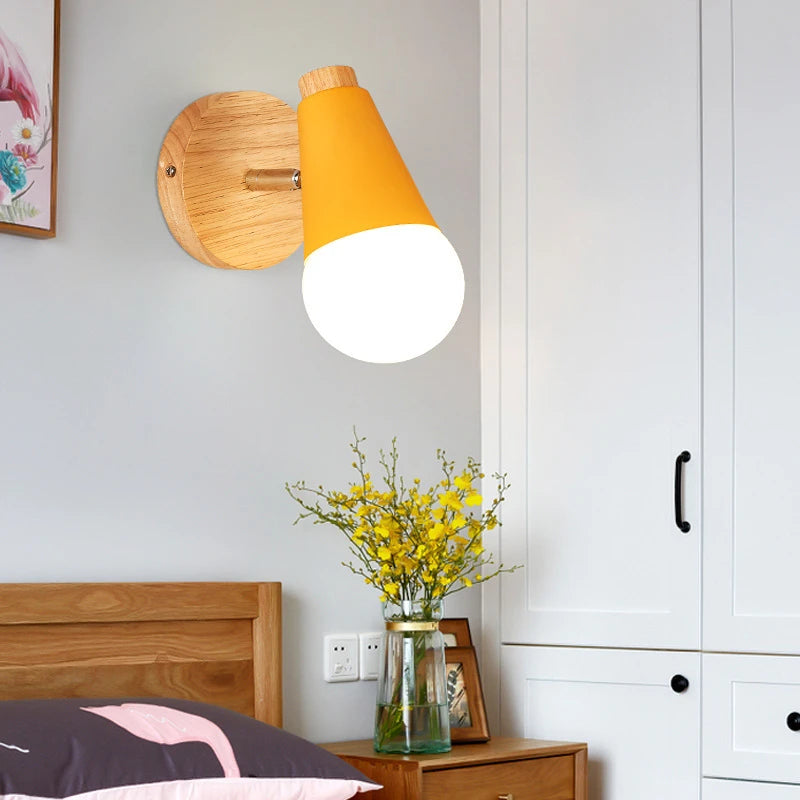 applique murale nordique en fer et bois moderne décorative - vue 4 sur 10