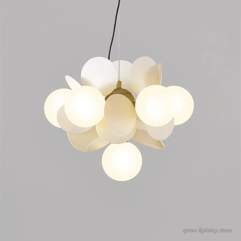 Nordic design LED pendant light with decorative acrylic flowers