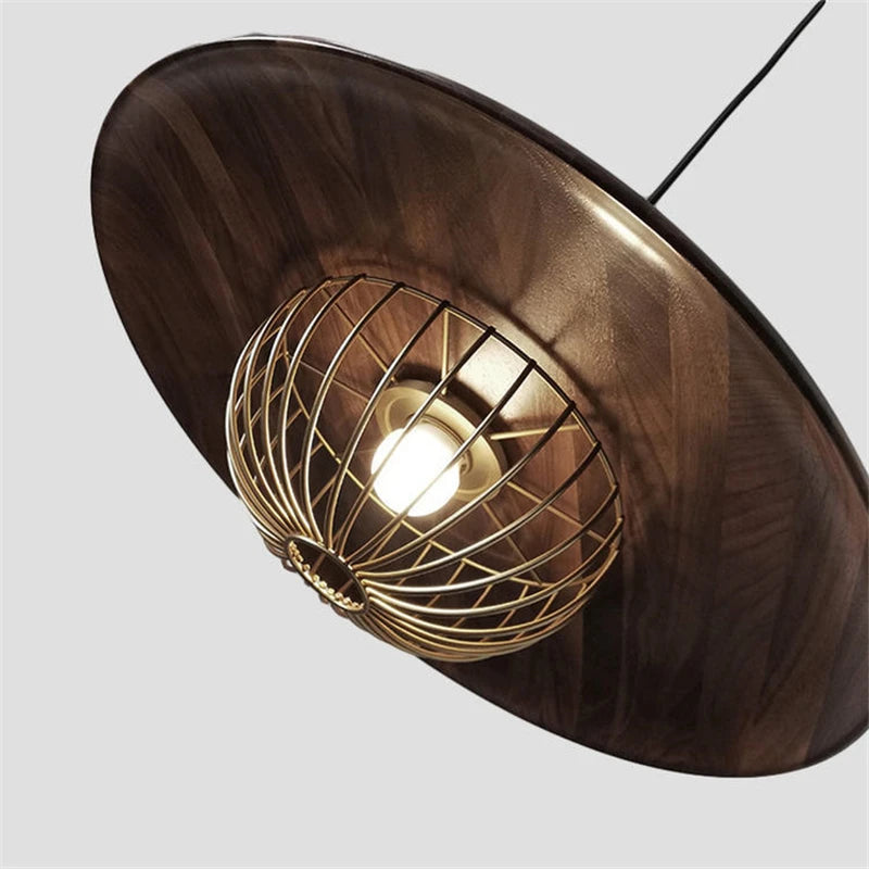 Nordic wood grain hat chandelier - vue 4 sur 12