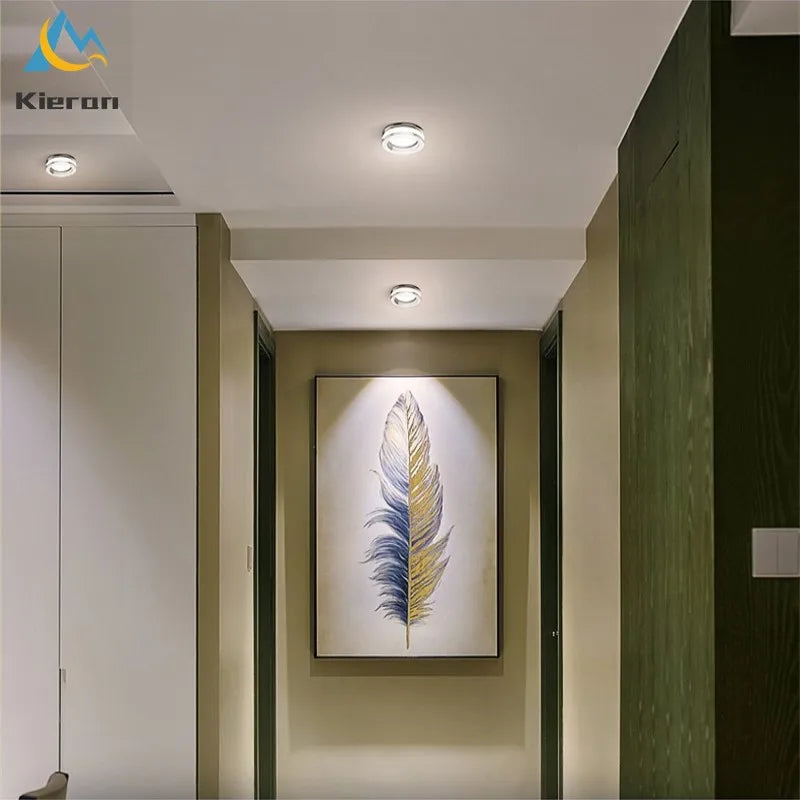 Crystal LED ceiling light with integrated spotlight