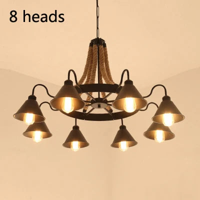 Vintage industrial wrought iron chandelier for loft and café - vue 8 sur 12