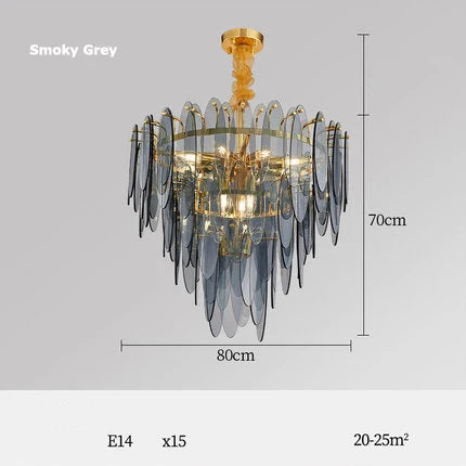Art Deco LED chandelier in iron and glass with elegant design for modern lighting - vue 23 sur 25
