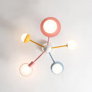 Nordic children's chandelier with glass shade and cartoon LED