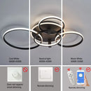 Modern led chandelier with rings, remote/app control, 1–5 rings, black or white