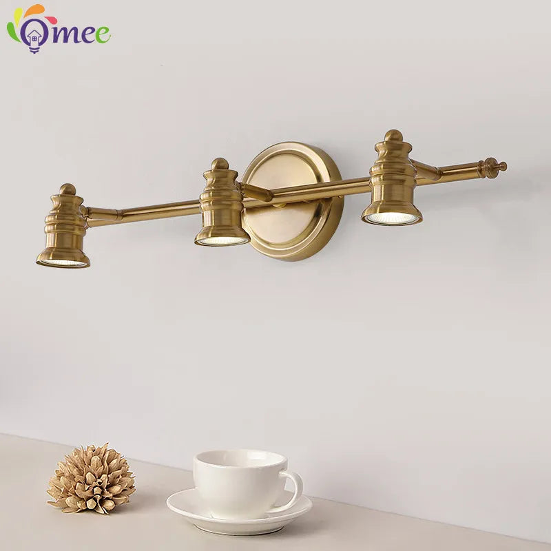 Vintage LED bathroom mirror wall light, 2/4 heads, bronze or black, for bedroom makeup vanity, hotel and home interior lighting