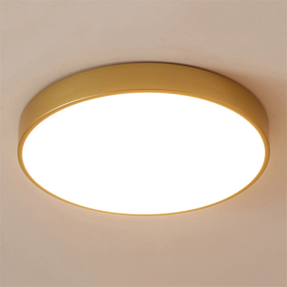 Ultra-slim 5 cm gold LED ceiling light modern round surface mount remote control for foyer and bedroom - vue 4 sur 9