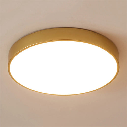 Ultra-slim 5 cm gold LED ceiling light modern round surface mount remote control for foyer and bedroom - vue 4 sur 9