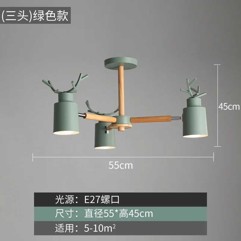 Nordic wood ceiling light with simple and creative design - vue 16 sur 16